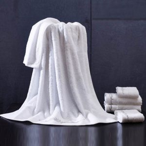 16S纯棉缎绣花边毛巾浴巾 高档酒店用品