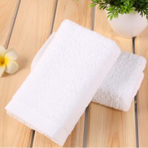 面巾16S螺旋纯白7公分缎条