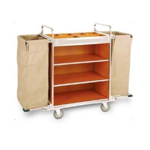 超宝D-019不锈钢架钢木房口车客房服务车