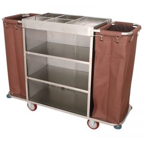 酒店宾馆不锈钢双边服务车 手推清洁工作车