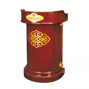 圆形木结构讲座演讲台迎宾台