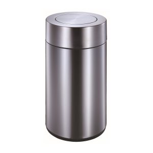 不锈钢垃圾桶 摇盖港式圆柱垃圾桶